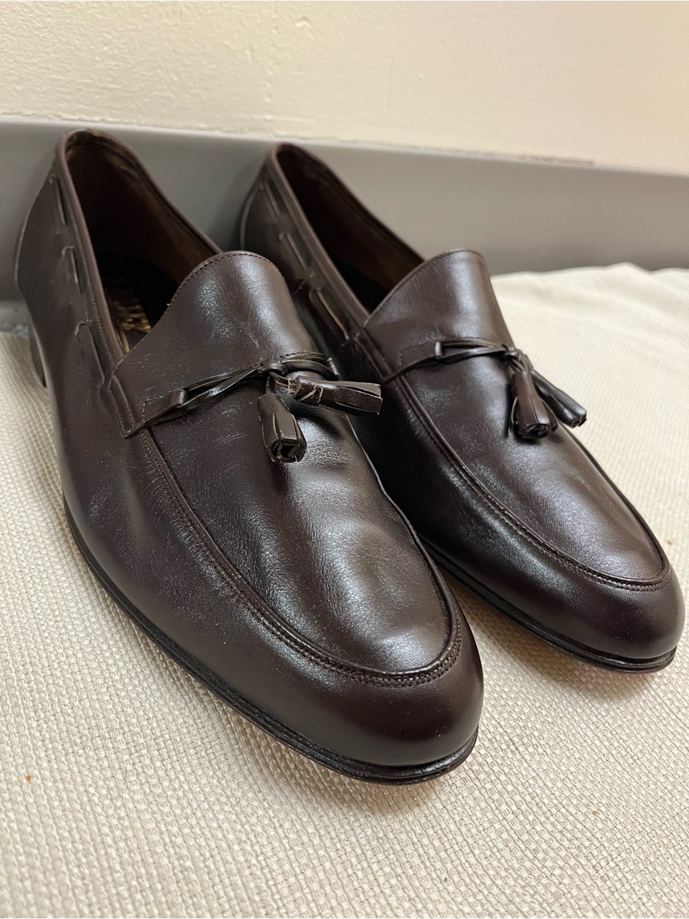 Vintage Bally of Switzerland Brown Leather Tassels Loafer,Castle Men Size 12 M